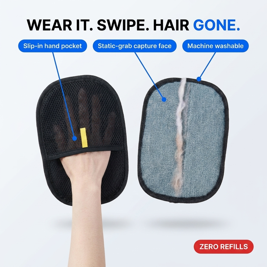 Puravetta Pet Hair Remover Mitt shown from both sides